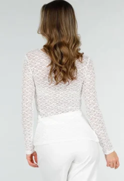 Witte Kanten Top met Splitten