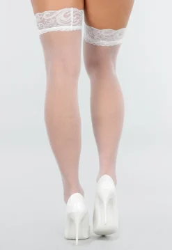 Witte Kousen met Kant en Anti Slip Band