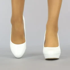 Witte Lak Pumps met Plateau