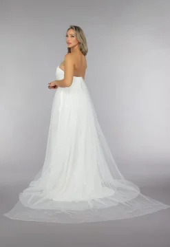 Witte Lange Mesh Bridal Jurk