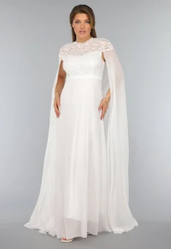 Witte Lange Trouwjurk met Chiffon Mouwen