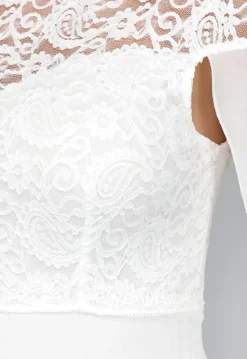 Witte Lange Trouwjurk met Chiffon Mouwen