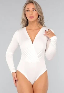 Witte Longsleeve Basic Body met Overslag