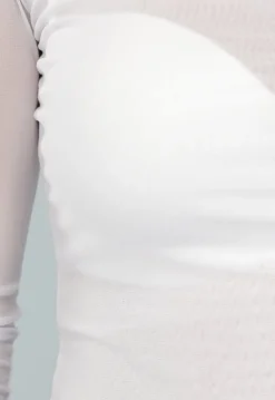 Witte Longsleeve Mesh Crop Top