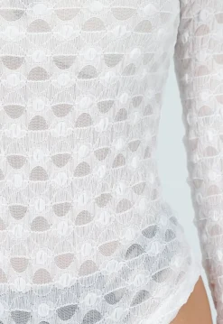 Witte Mesh Body met Lange Mouwen