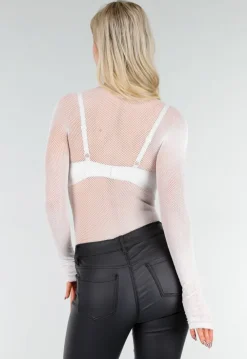 Witte Mesh Fishnet Body met Stretch