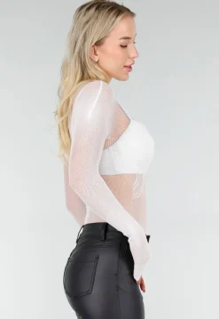 Witte Mesh Fishnet Body met Stretch