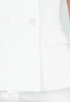 Witte Mouwloze Blazer Top met Vierkante Hals