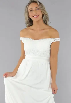 Witte Off Shoulder Bruidsjurk met Pads