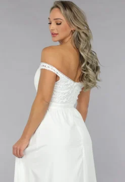 Witte Off Shoulder Bruidsjurk met Pads
