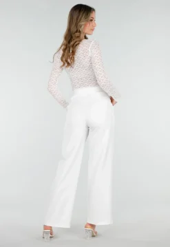 Witte Pantalon met Goudkleurige Gesp