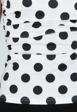 Witte Polkadot Top met Open Rug en Striksluiting