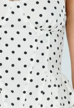 Witte Polkadot Two Piece Set met Top en Skort