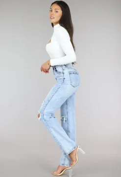 Witte Rib Bodysuit met Uitsnede