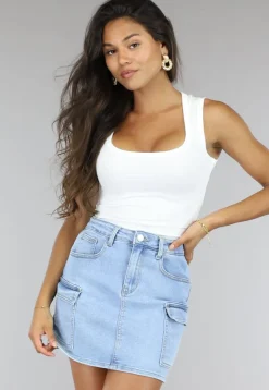 Witte Rib Stretch Tank Top