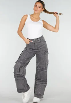 Witte Rib Tank Top met Glitters en Aansluitende Pasvorm