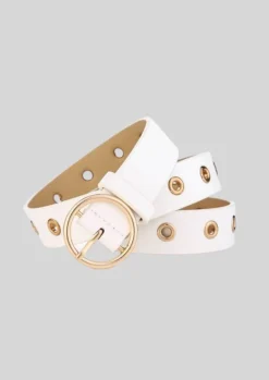 Witte Riem met Ronde Gesp en Gouden Detail