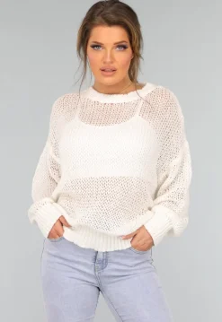Witte See Through Gebreide Trui