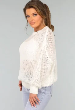 Witte See Through Gebreide Trui