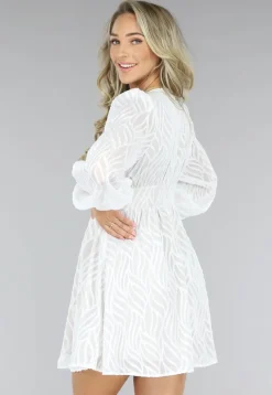 Witte Skaterjurk met Leaf Print