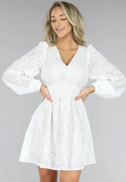 Witte Skaterjurk met Leaf Print