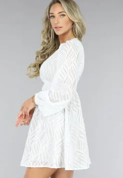 Witte Skaterjurk met Leaf Print