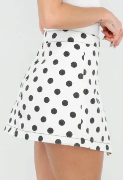 Witte Spijkerrok met Zwarte Stippen en Overslag Sluiting