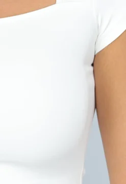Witte Sporttop met Vierkante Hals