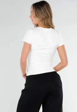 Witte Sport T-Shirt met Korte Mouwen en Stretch