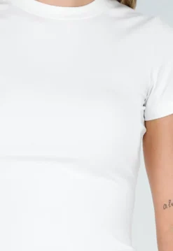 Witte Sport T-Shirt met Korte Mouwen en Stretch