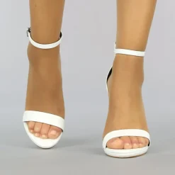 Witte Stiletto Sandaletten met Peeptoe