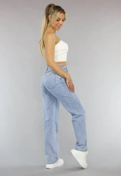Witte Strapless Denim Crop Top