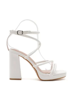 Witte Strappy Sandaletten met Blokhak