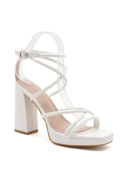 Witte Strappy Sandaletten met Blokhak