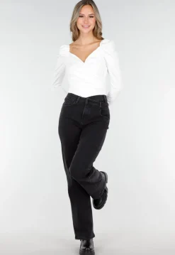 Witte Stretch Top met Overslag en Plooien