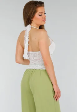 Witte Stretch top met Stretch en Dubbele Voering