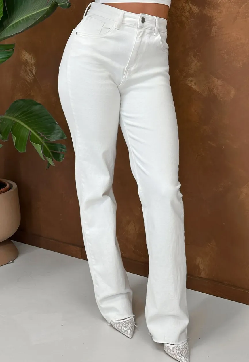 Witte Tall Jeans met Rechte Pijpen