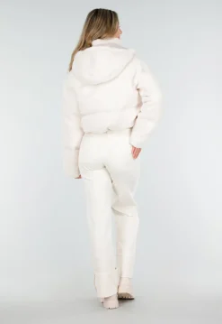Witte Teddy Pufferjas met Capuchon en Hoge Kraag