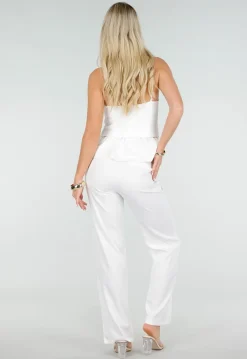 Witte Top met Peplum en Spaghettibandjes