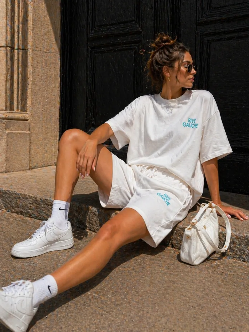 Witte Two Piece Set met T-Shirt en Shorts