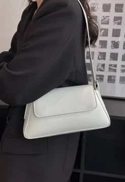 Witte Verstelbare Lederlook Schoudertas