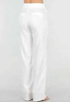 Witte Wide Leg Pantalon met Steekzakken en Paspelzakken