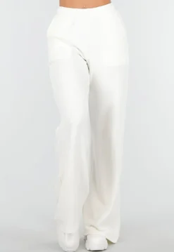 Witte Zachte Stretch Broek met Rechte Pijpen