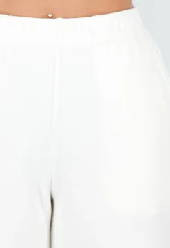 Witte Zachte Stretch Broek met Rechte Pijpen