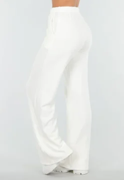 Witte Zachte Stretch Broek met Rechte Pijpen