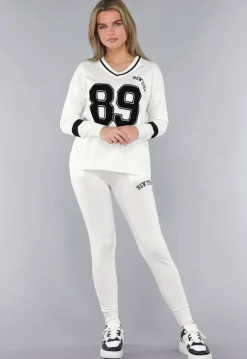 Witte Zachte StretchTwo Piece met Teddy Details