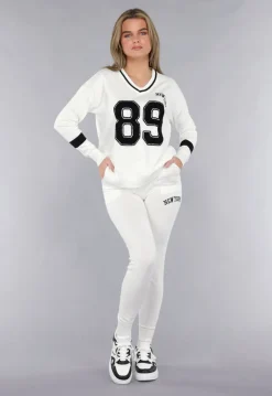 Witte Zachte StretchTwo Piece met Teddy Details
