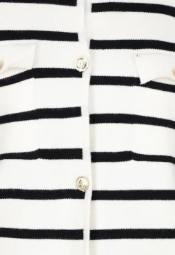 Wit Zwart Gestreept Vest met Gouden Knopen en Pockets