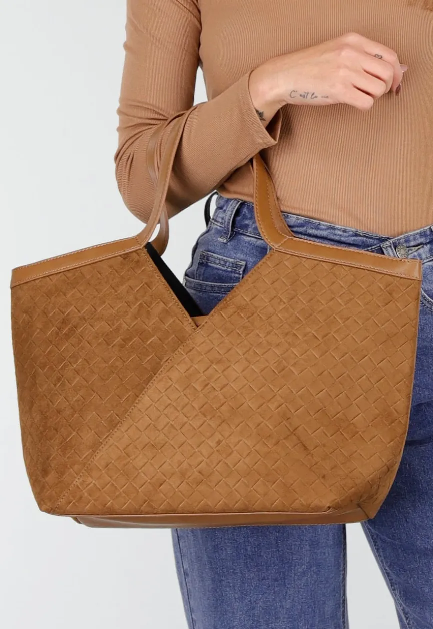 Woven Shopper Tas met Dubbele Hengsels