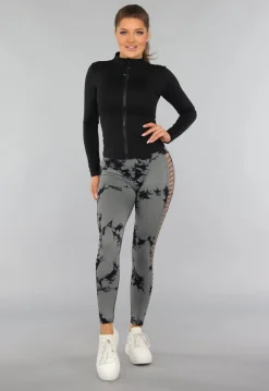 Yoga Legging met Cut Outs en Gevlekte Print